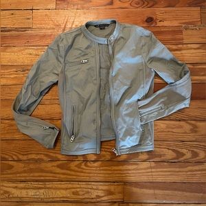Armani Exchange Lightweight Grey Fitted Moto Jacket